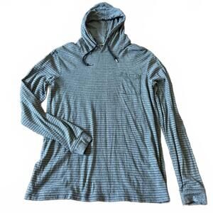 Quiksilver Waffle Knit Hoodie Thermal Striped Surf Pullover L